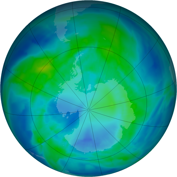 Antarctic ozone map for 10 April 2012